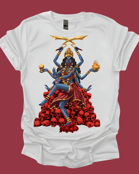 Goddess Kali Dancing on Skulls Graphic Unisex Tee