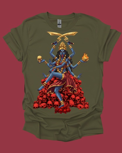 Goddess Kali Dancing on Skulls Graphic Unisex Tee