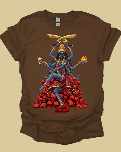 Goddess Kali Dancing on Skulls Graphic Unisex Tee