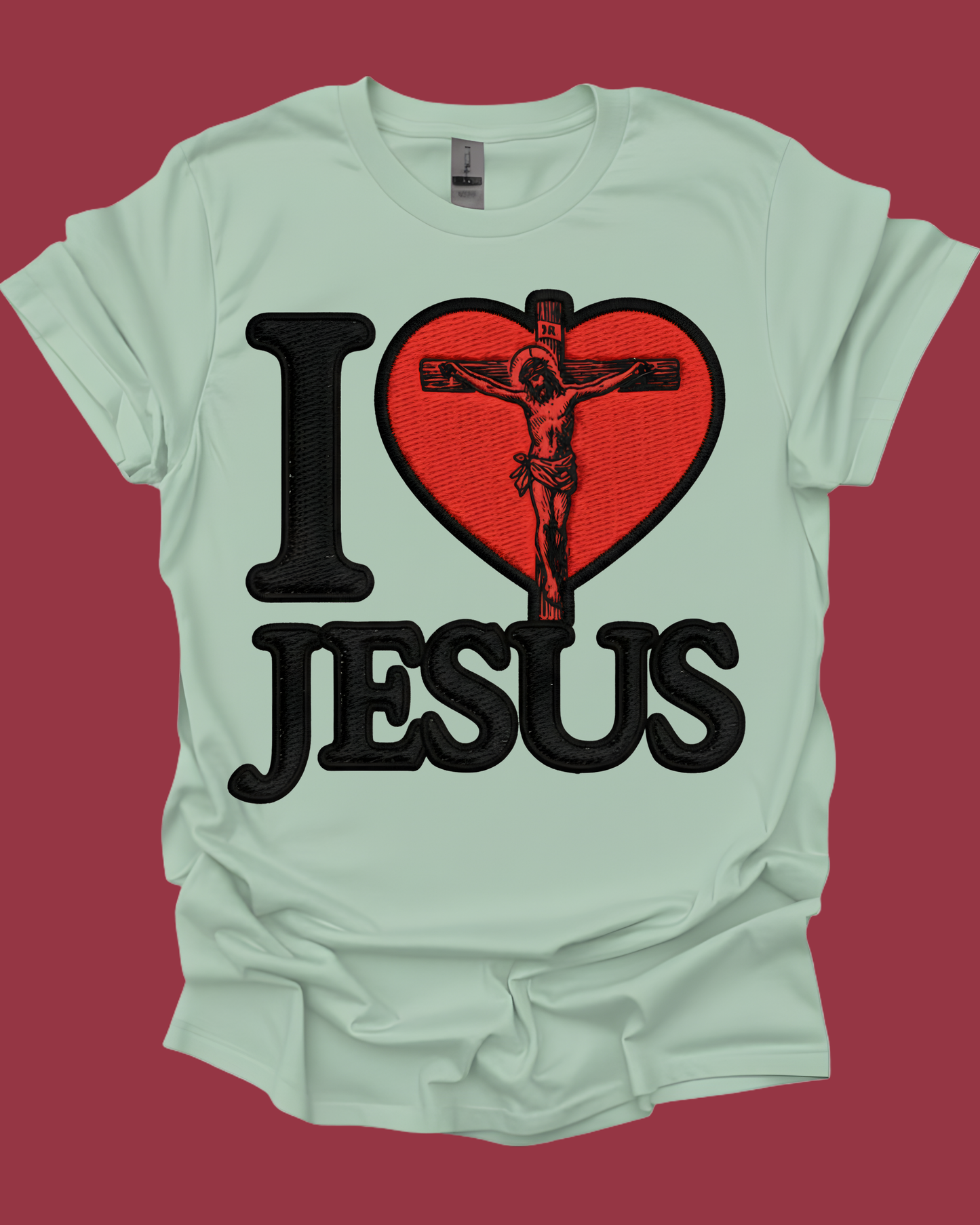 "I Love Jesus" Crucifixion Heart Graphic Unisex Tee.
