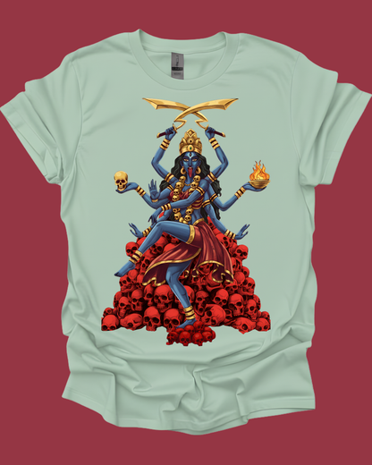 Goddess Kali Dancing on Skulls Graphic Unisex Tee