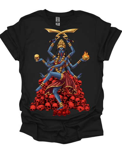 Goddess Kali Dancing on Skulls Graphic Unisex Tee