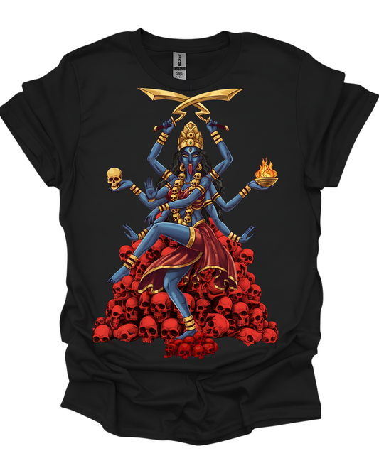Goddess Kali Dancing on Skulls Graphic Unisex Tee