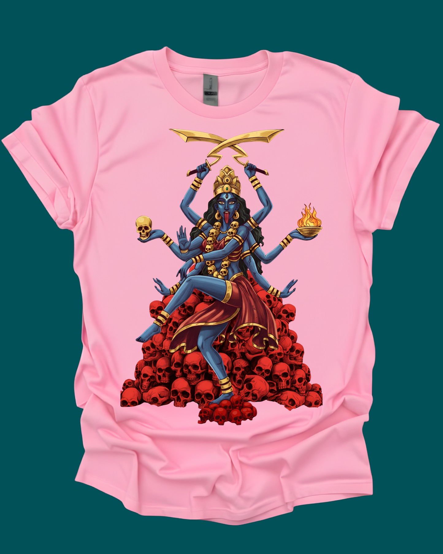 Goddess Kali Dancing on Skulls Graphic Unisex Tee