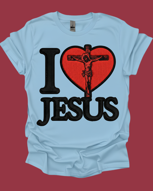 "I Love Jesus" Crucifixion Heart Graphic Unisex Tee.