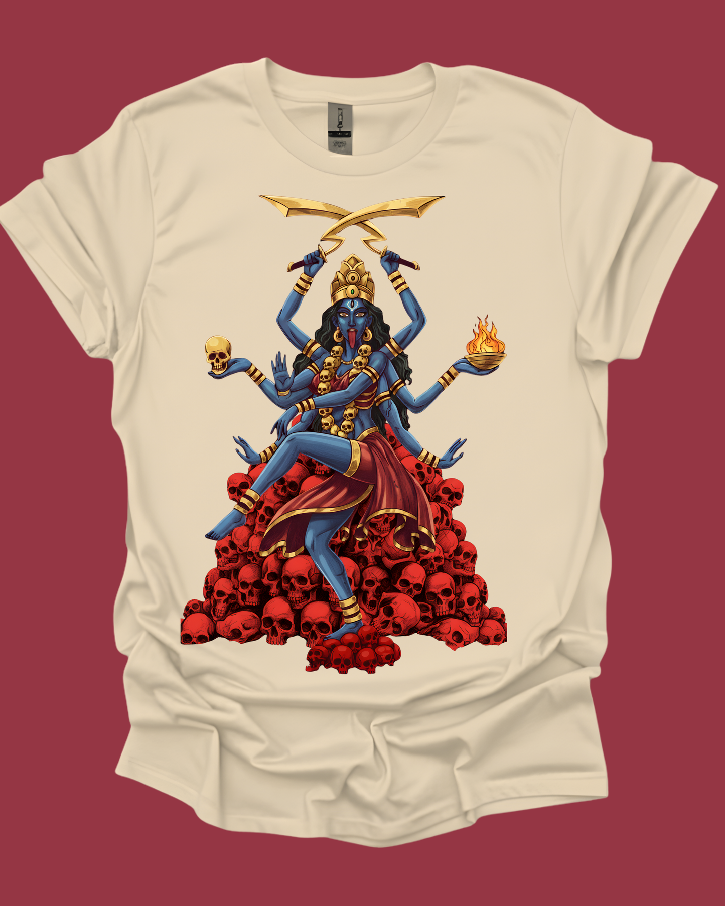 Goddess Kali Dancing on Skulls Graphic Unisex Tee